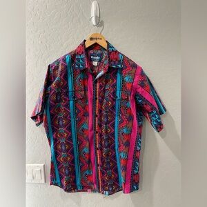 Vintage Wrangler Western “Aztec” Print‎ Shirt 16-16.5 Large